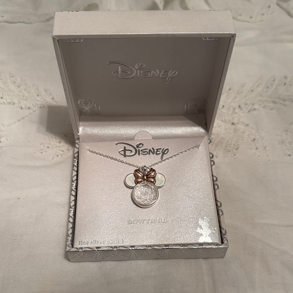 Disney Silver Necklace with Gold Bow